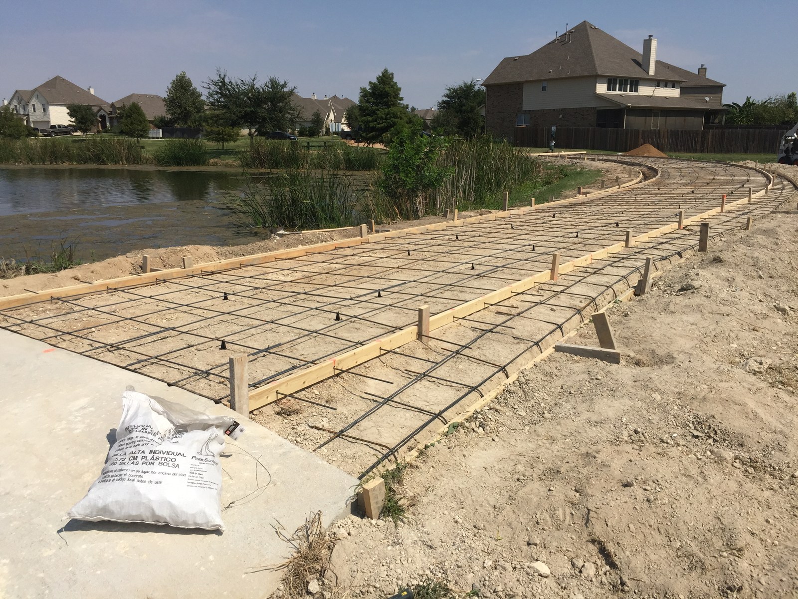 Trail under construction with forms