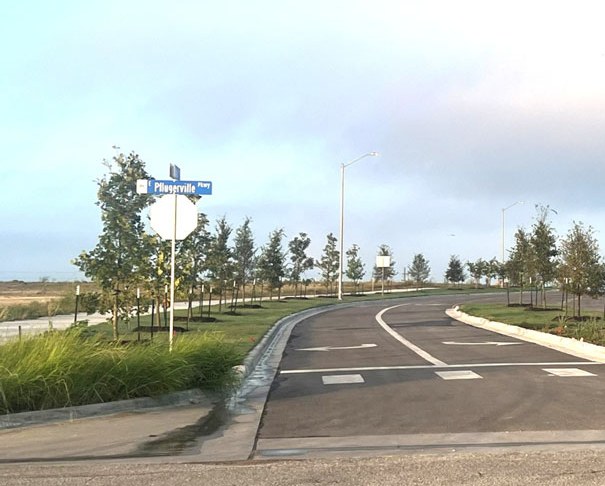 Pflugerville Parkway streetscape with new plantings